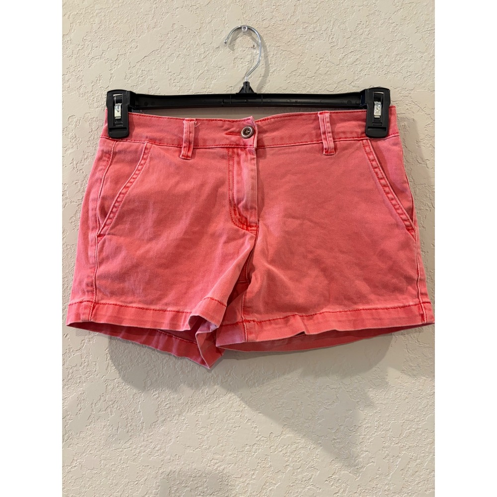 Land 'N Sea Womens Coral Pink Chino Shorts Size 2 Nautical Anchor Detail